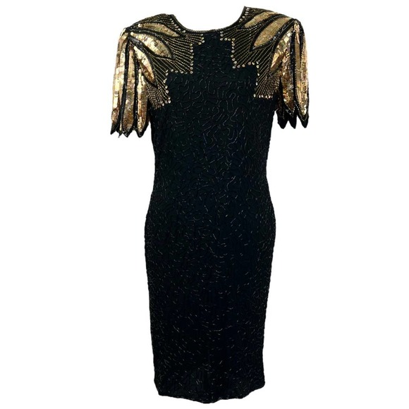 Stenay Dresses & Skirts - 1980s Stenay Vintage Silk Beaded Sequin Dress 10